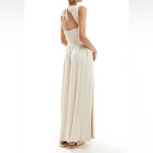 ASOS DESIGN crinkle shirred bodice maxi dress with open back